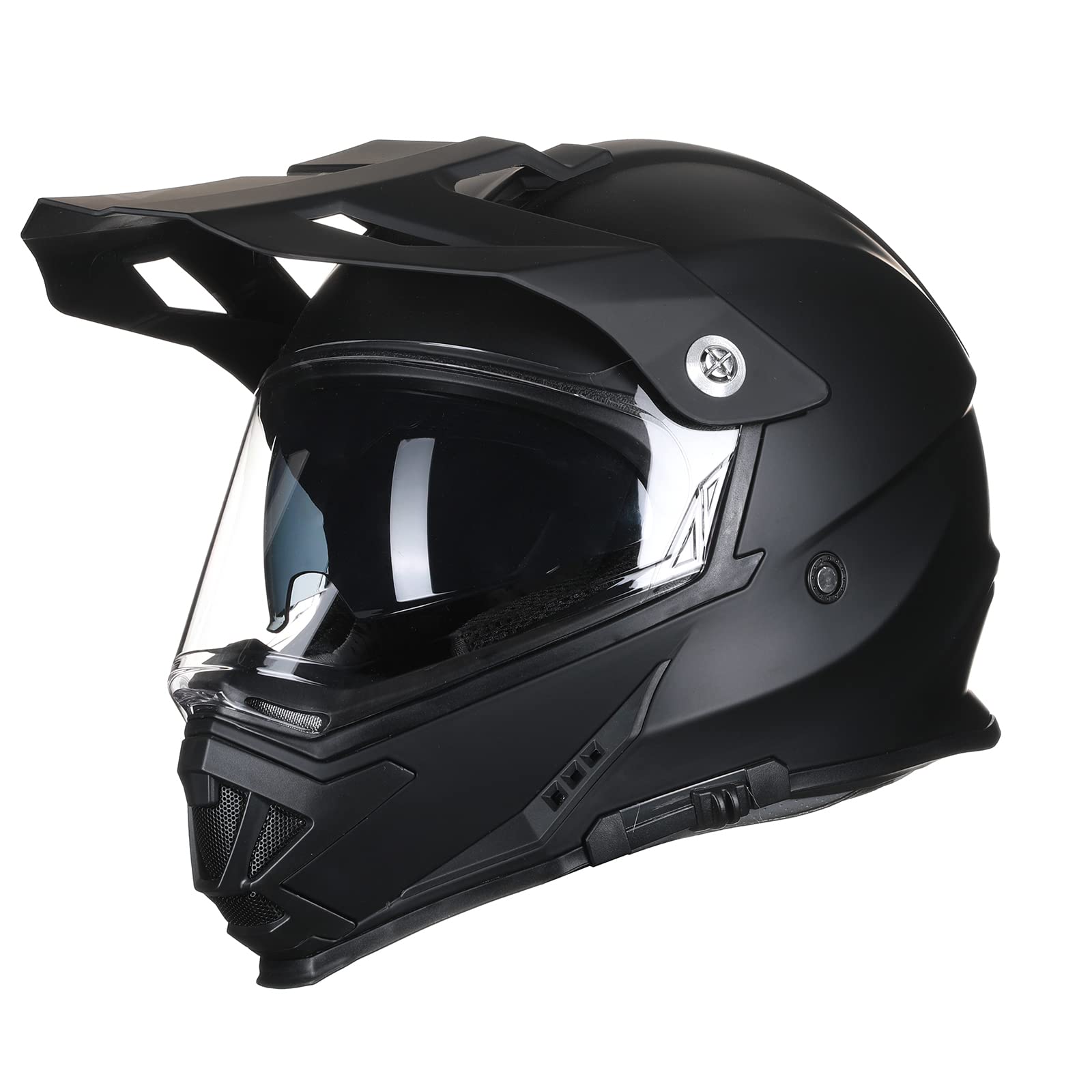 TRIANGLE Full Face Motorcycle Helmet ATV Dirt Bike Helmet Dual Sport Off-Road for Men DOT Approved (Large, Matte Black)