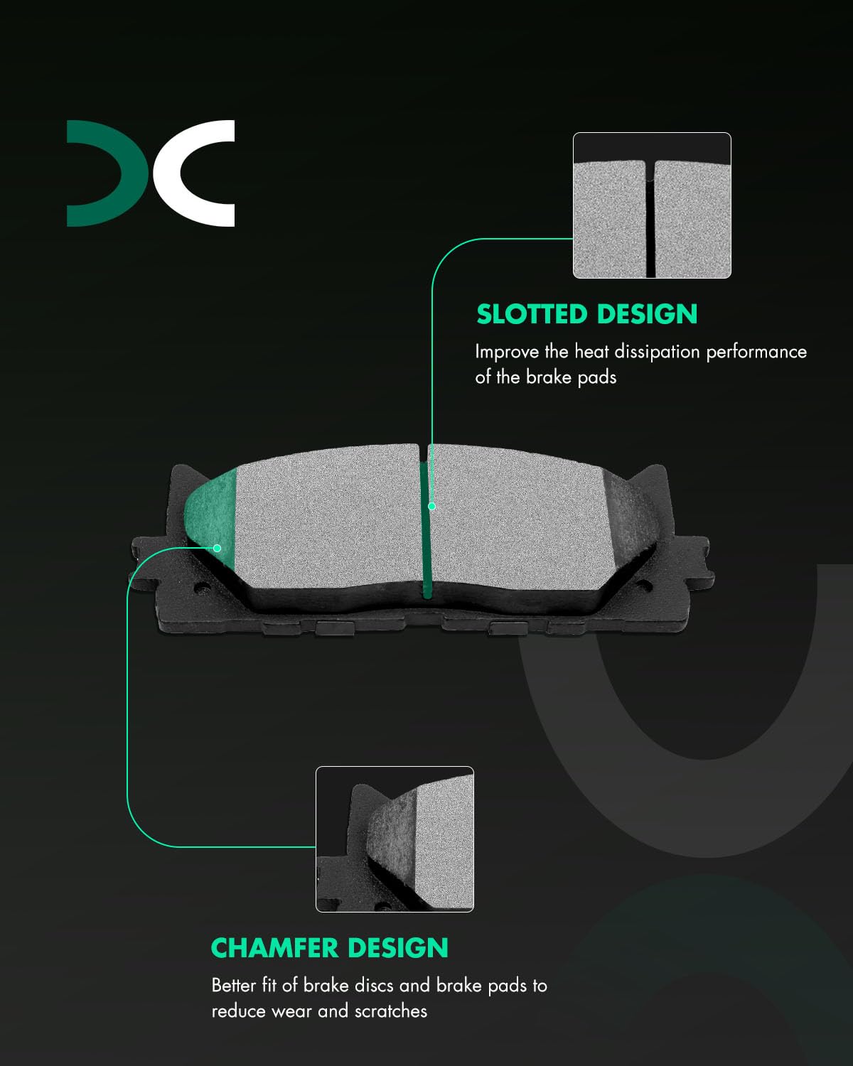 Scitoo D1222 Front Ceramic Brake Pads Sets Fit For Lexus Es350 2007-2018,For Toyota Avalon 2008-2018,For Toyota For Camry 2007-2