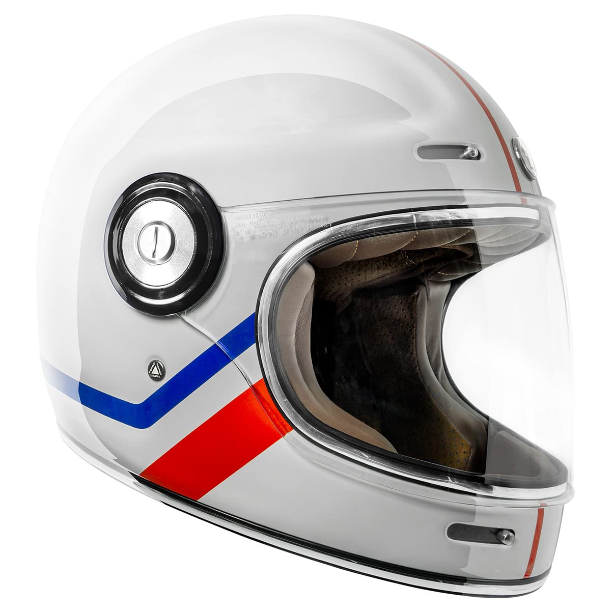 Torc T1 Unisex-Adult Retro Full Face Motorcycle Helmets, Gloss White Allegiance, Small