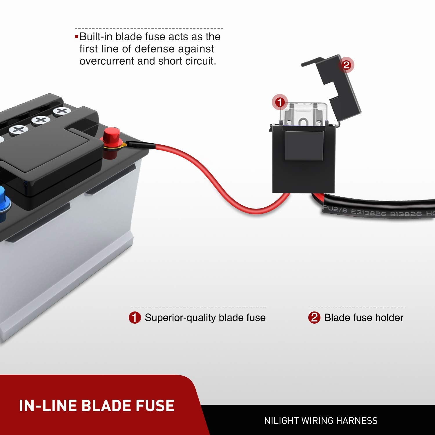 Nilight - 10036W 14Awg 11.5 Feet Dt Connector Wiring Harness Kit Led Light Bar 12V On Off Switch Power Relay Blade Fuse For Off