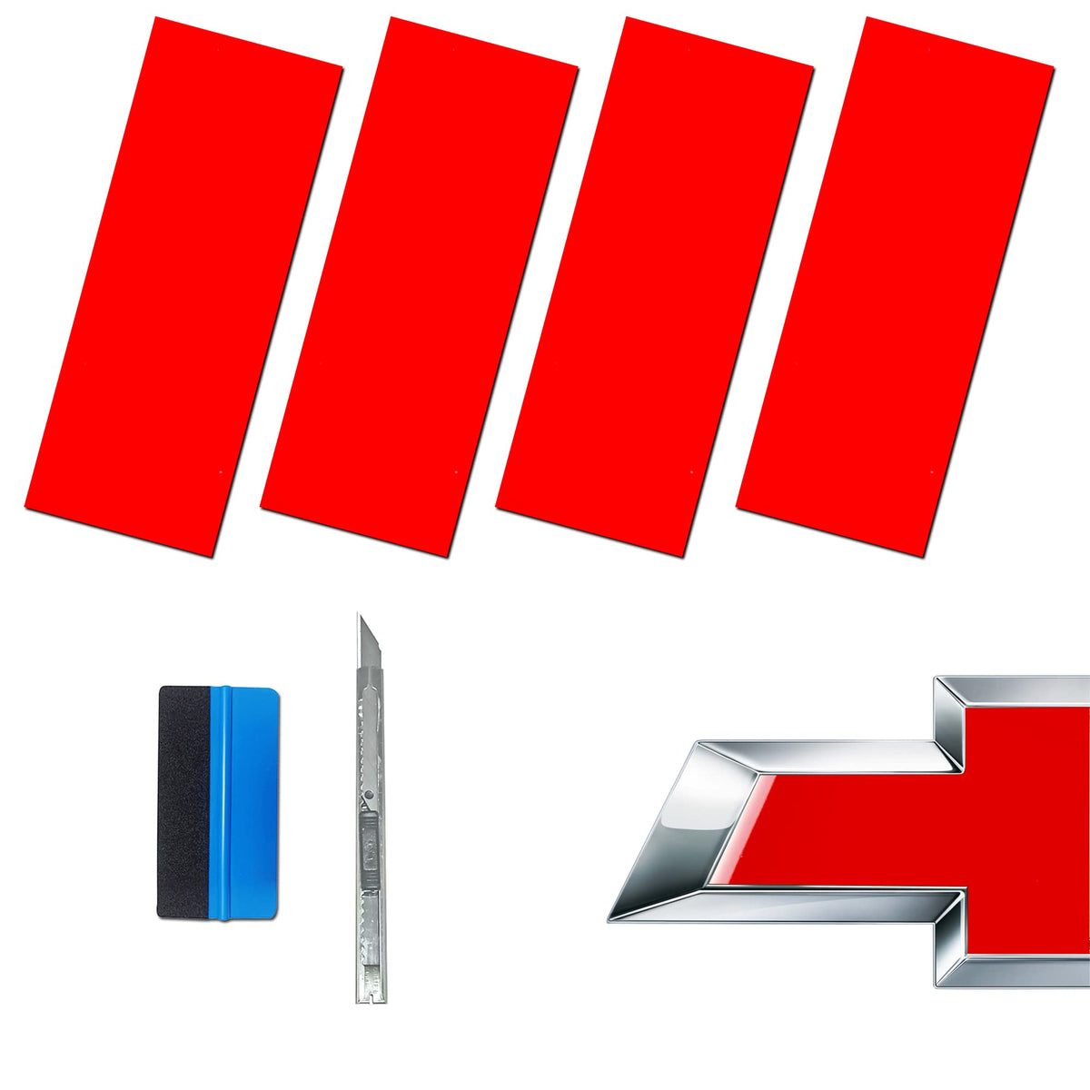 LZLRUN Compatible with Bowtie Logo Wrap Stickers Cut-Your-Own Emblem Overlay DIY Decals for Chevy (11.8 Inch x 4 Inch) (Gloss Re
