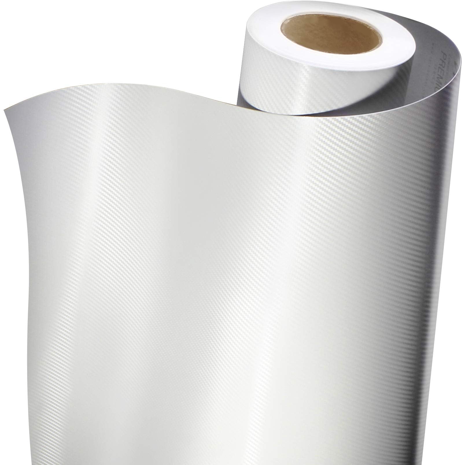 Vvivid+ Premium Carbon Fiber Vinyl Wrap Film (White, 1/2Ft X 5Ft)