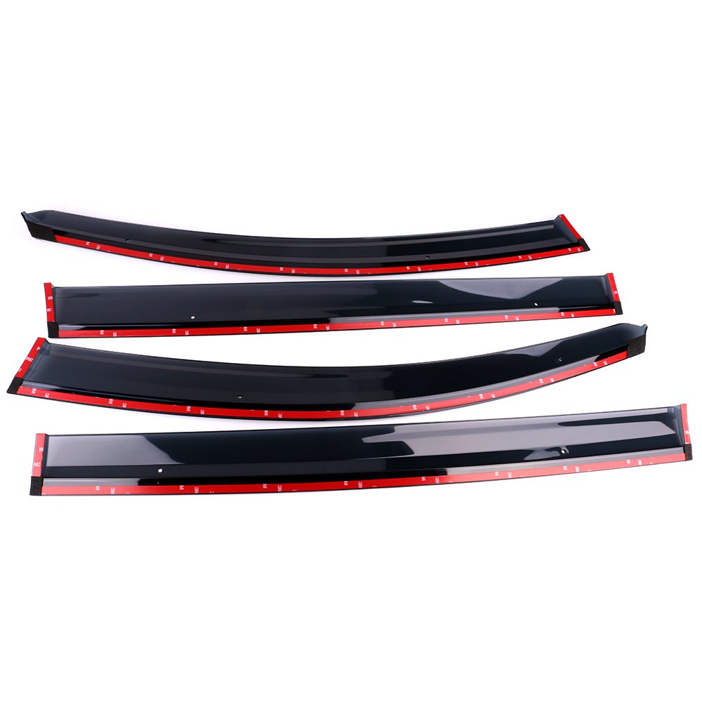 IKON MOTORSPORTS Tape On External Window Visor, Compatible with 2011-2017 Honda Odyssey, Injection Polycarbonate with Chrome Tri