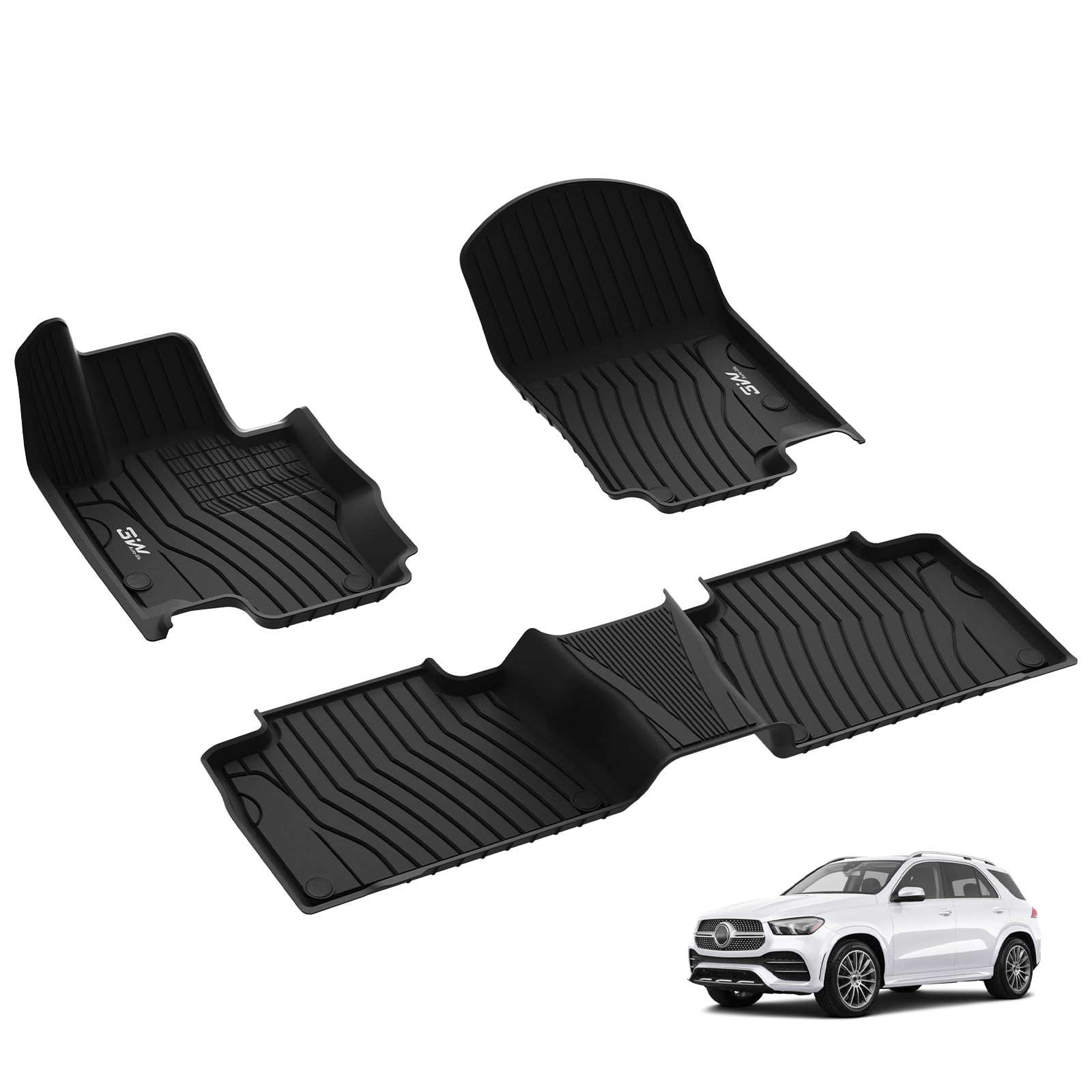 3W Floor Mats Compatible For Benz Gle 2020-2024 2025 350/43 Amg/ 450/53 Amg/ 580/63 Amg S(Not Fit For Coupe),Tpe All Weather Cus