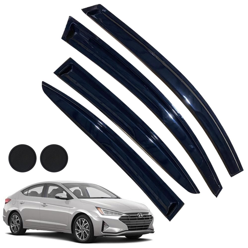 Rain Guards For Hyundai Elantra 2017-2020, Tape-On Side Window Deflectors For Hyundai Elantra, Window Visors For Hyundai Cars,Fo