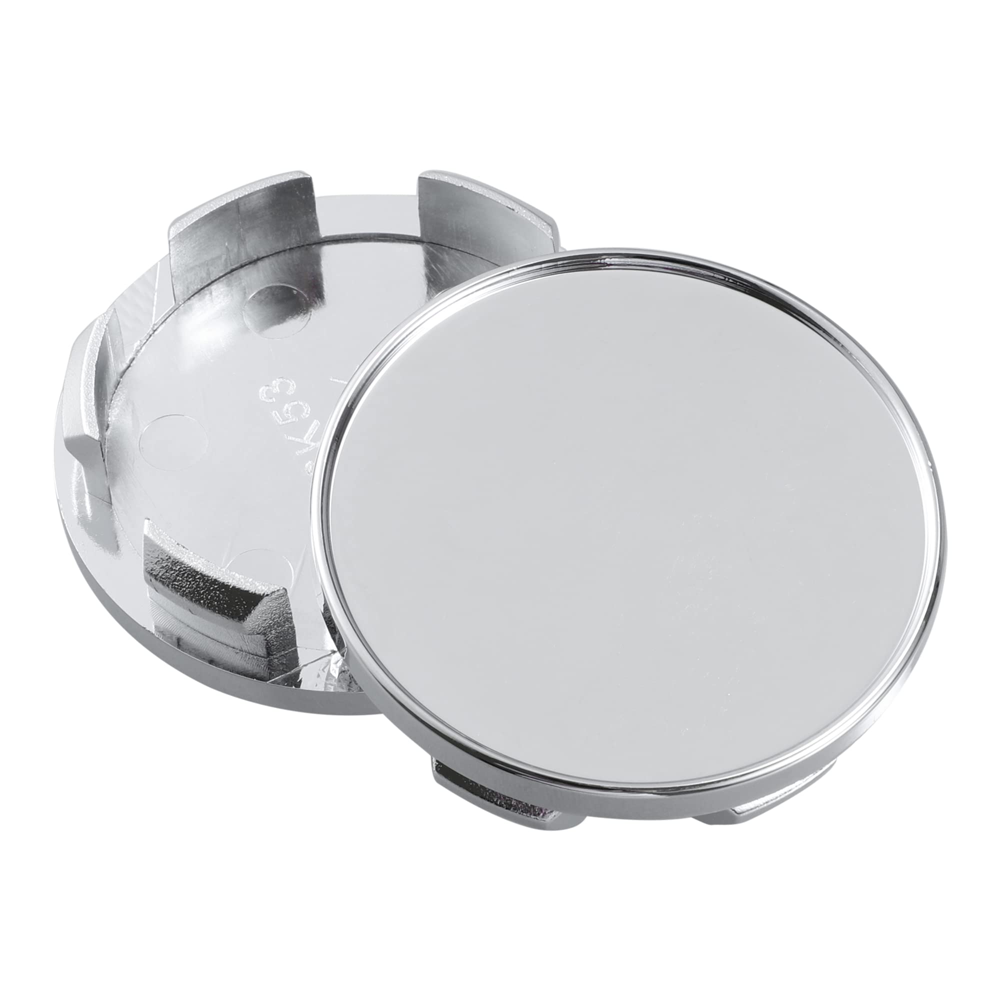 ACROPIX 48mm Inner Diameter 6 Clips 53mm Overall Outer Diameter Wheel Rim Hub Center Caps Cover Silver Tone - Pack of 4