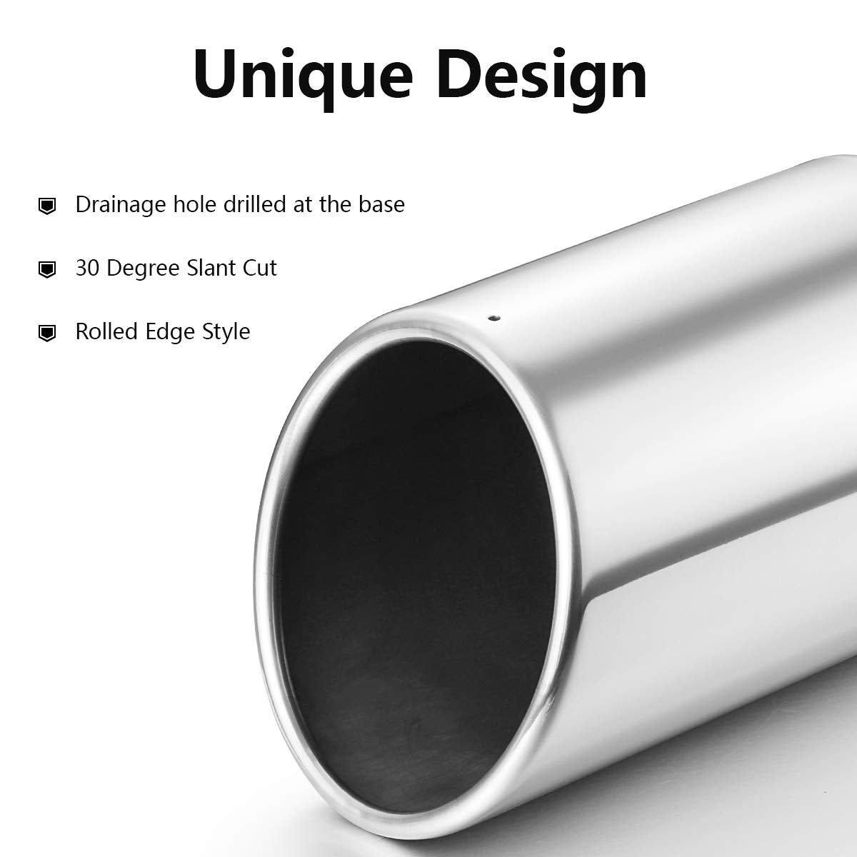 A-KARCK 3.5 Inlet 5 Outlet 12 Long Polished Stainless Steel Exhaust Tip - Bolt On Design Tailpipe Accessory