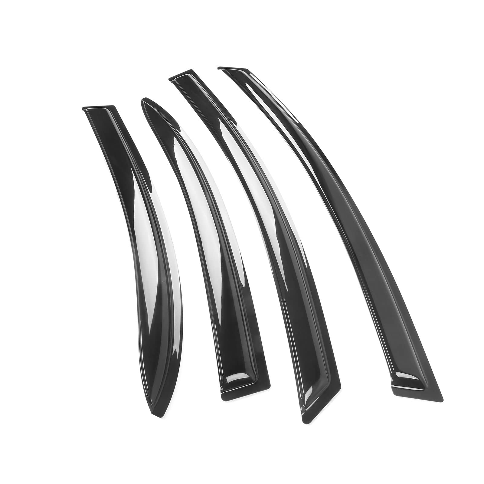 Tape On Window Visor Compatible With 2006-2011 Honda Civic Sedan Only, Slim Style Acrylic Smoke Tinted Sun Rain Wind Guards Shie