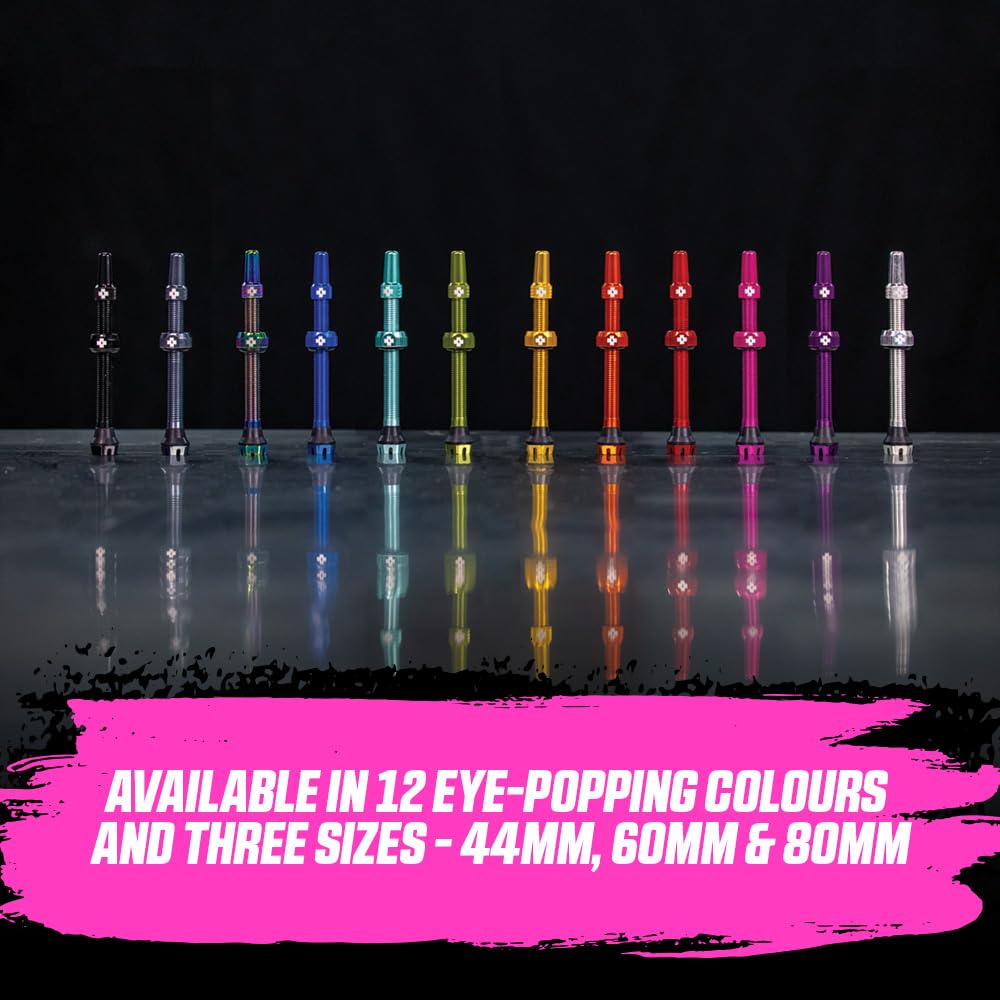 Muc-Off Tubeless Valves V2, Orange 44Mm - Tubeless Valve Stems With Valve Core Removal Tool For Tubeless Tires - Includes Presta