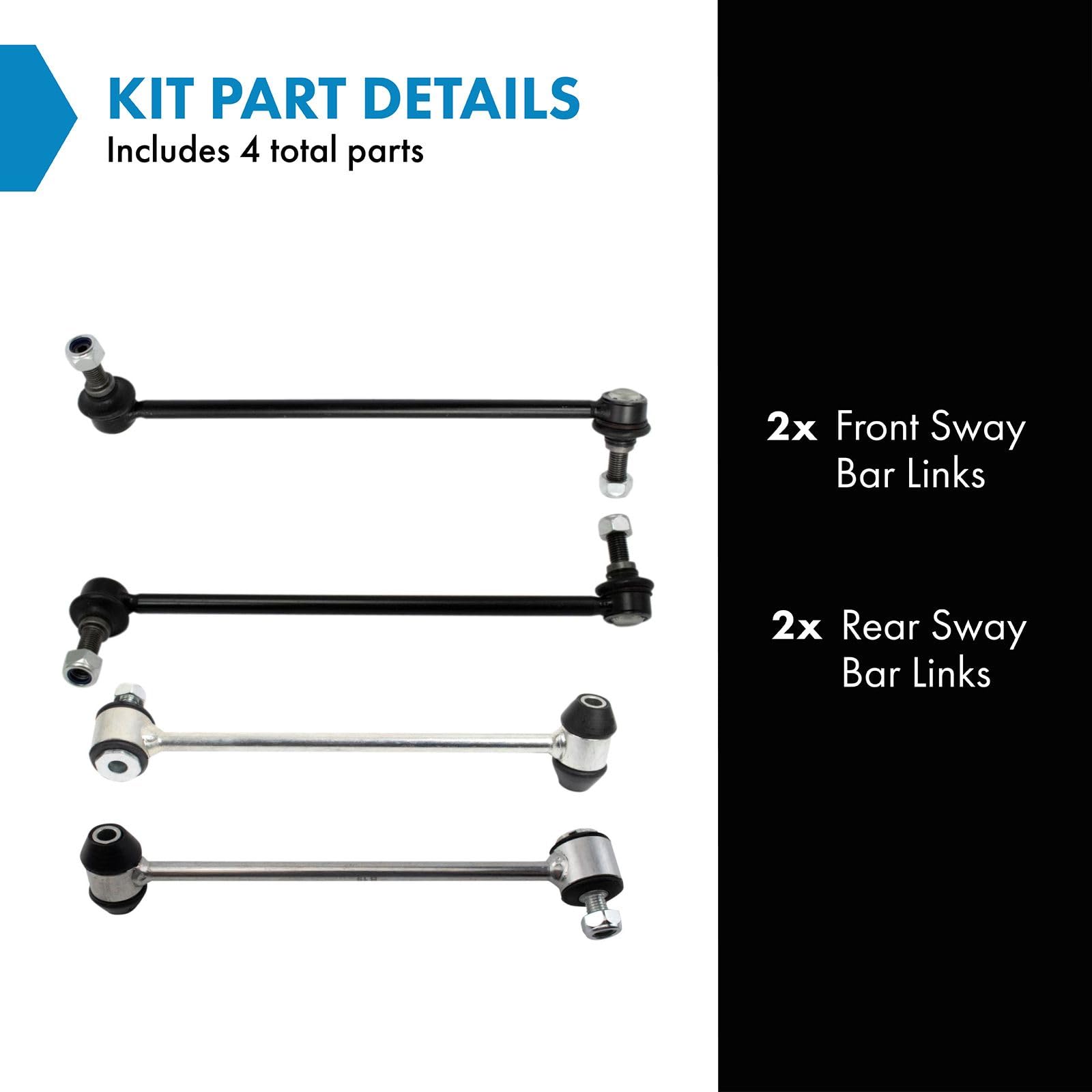 Trq Front & Rear Sway Bar Stabilizer Link Set Compatible With 2012-2015 Mercedes-Benz C250 2008-2011 C300 2008-2015 C350 C63 Amg