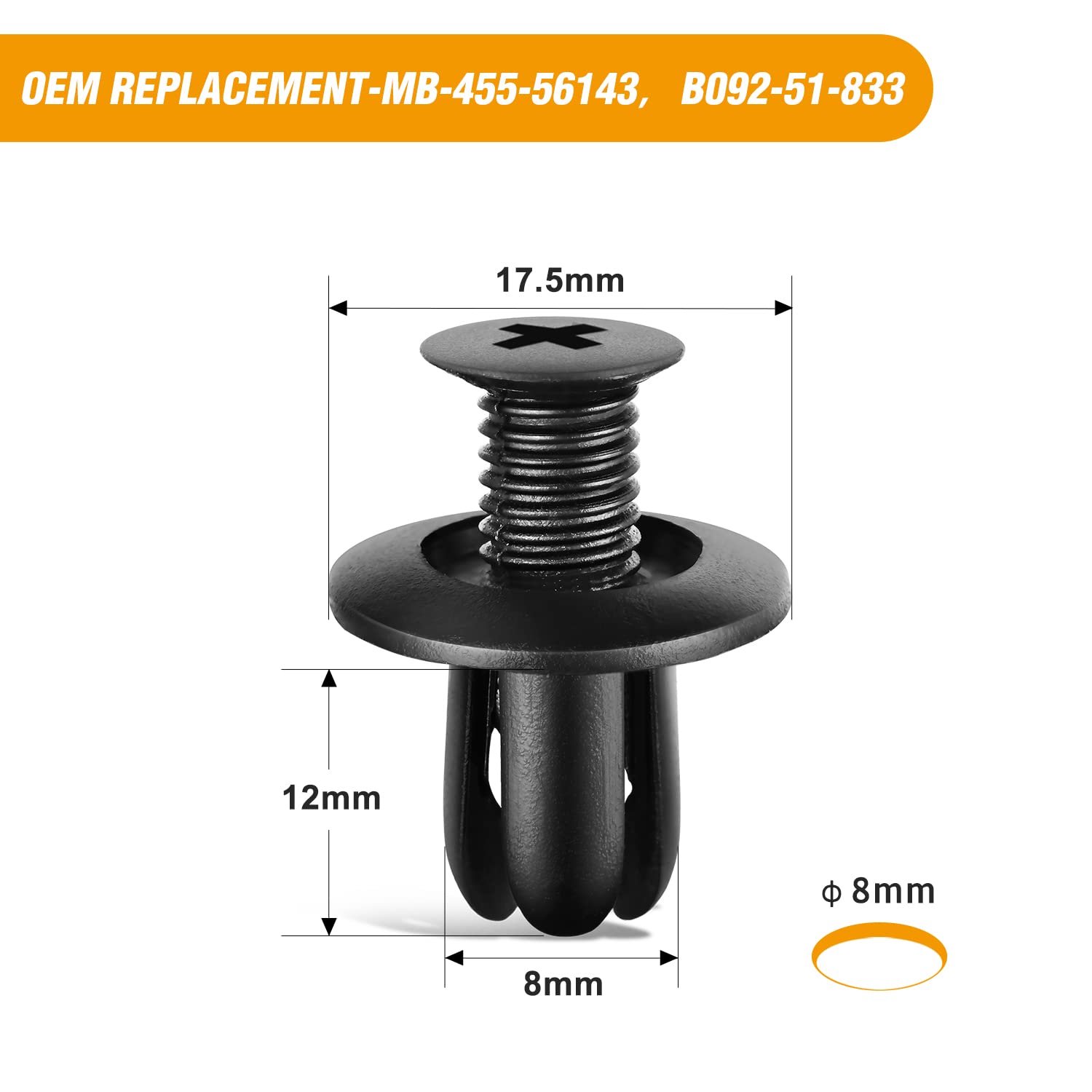 Gooacc 100Pcs Engine-Area Radiator Fender Rocker Clips Compatible With Ford Hyundai Kia Nissan Mazda Oem:#Ford Mb-455-56143 Mazd