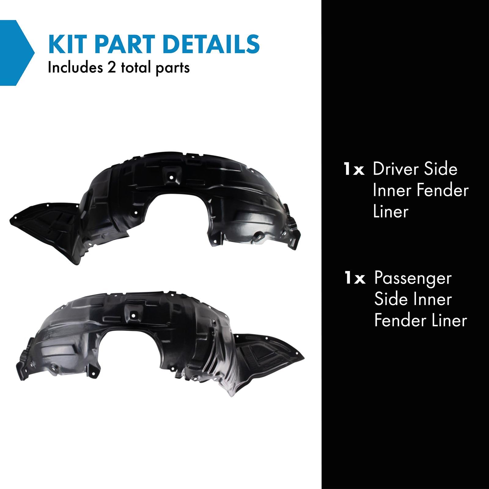Trq Inner Fender Liner Set Compatible With 2006-2010 Mazda 5 Ma1248131 Ma1249131