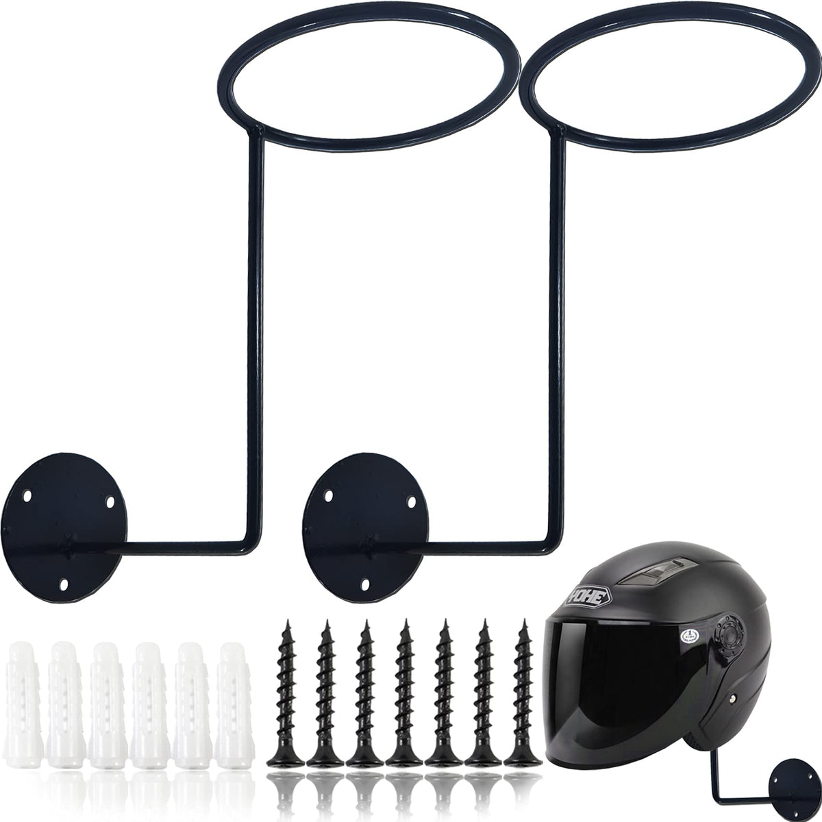 ROYHOO 2PCS Motorcycle Accessories Helmet Holder, Metal Stand Wall Mounted Hanger Rack for Jacket,Coats,Hats,Dancing Masks,Ball 