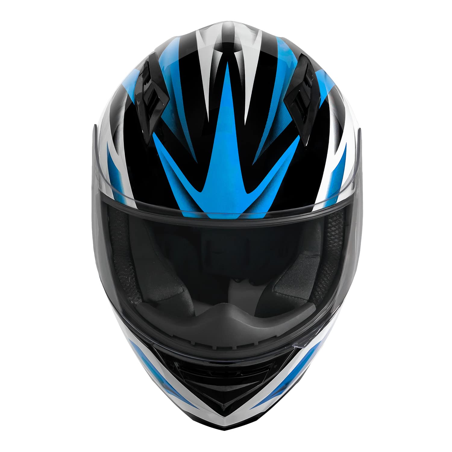 Vcan Vx Lightweight Full Face Motorcycle Street Bike Helmet With Extra Tinted Visor Dot Approved (Gloss Black Stream Blue, Small