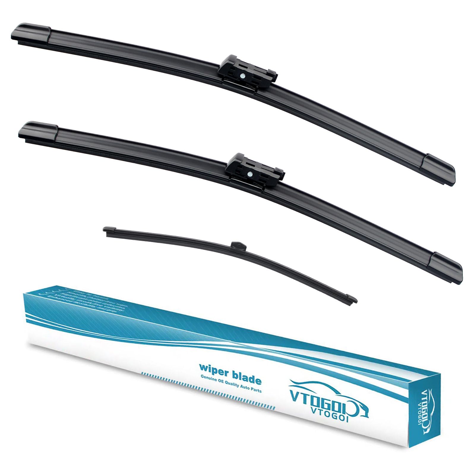 Vtogoi Original Factory Quality Windshield Wiper Blades Front And Rear Set Replacement For 2016 + Bmw X1-26 '+16'+14' (Pack Of 3)