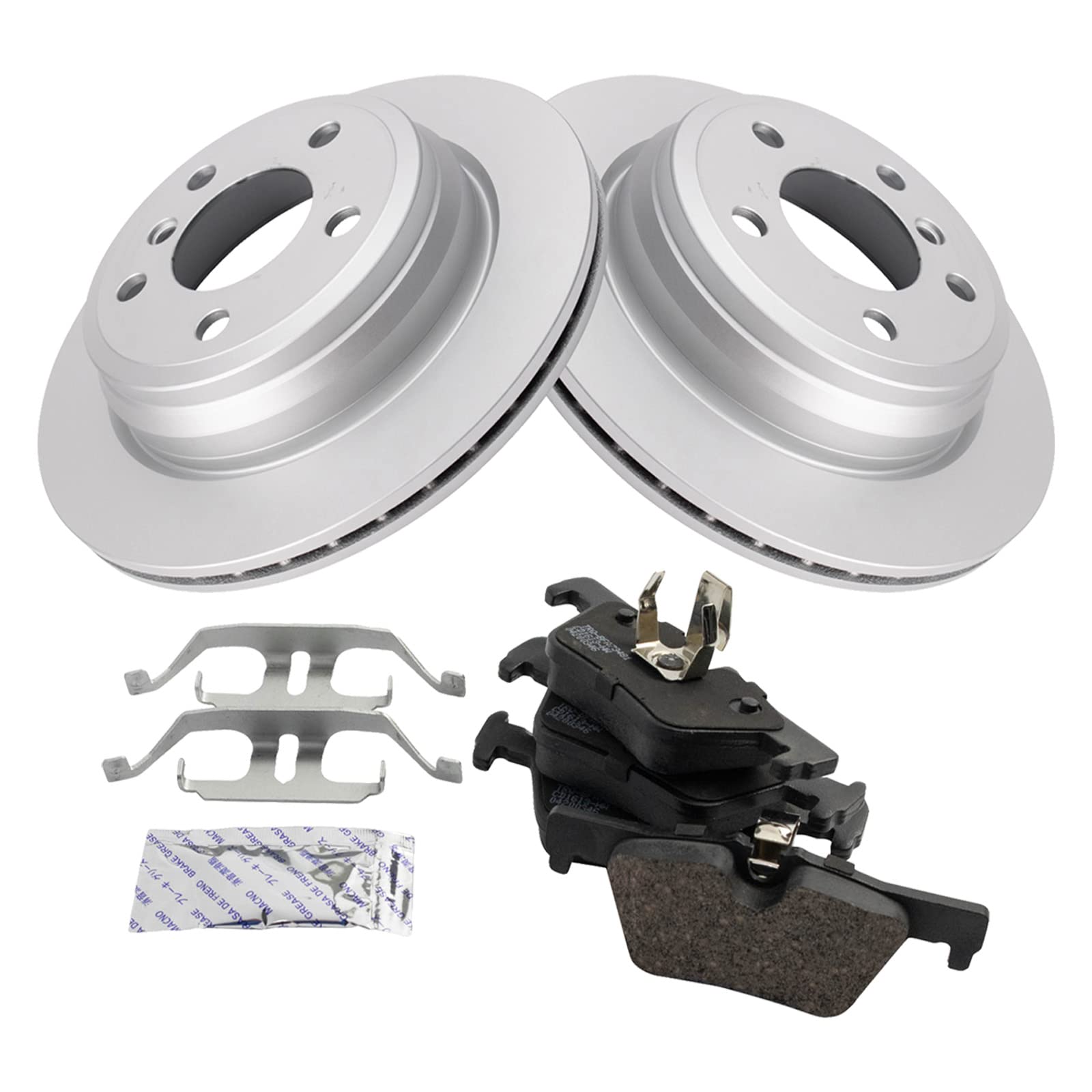 Trq Rear Ceramic Brake Pad & Coated Rotor Kit Compatible With Bmw 328 428 430 Gran Coupe