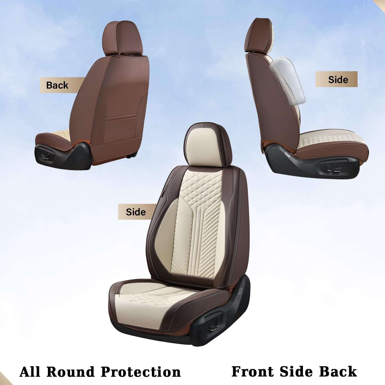 Coverado Front Seat Covers, 2 Pack Waterproof Seat Covers For Cars, Luxury Leather Seat Cushions, Front And Rear Seat Protectors