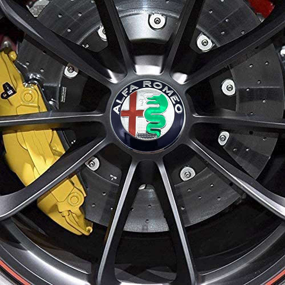 Jdclubs 4Pcs 2.22Inch Car Logo Abs Material Wheel Center Cap Sticker Wheel Emblem Badge Logo Stickers (Fit Alfa Black)