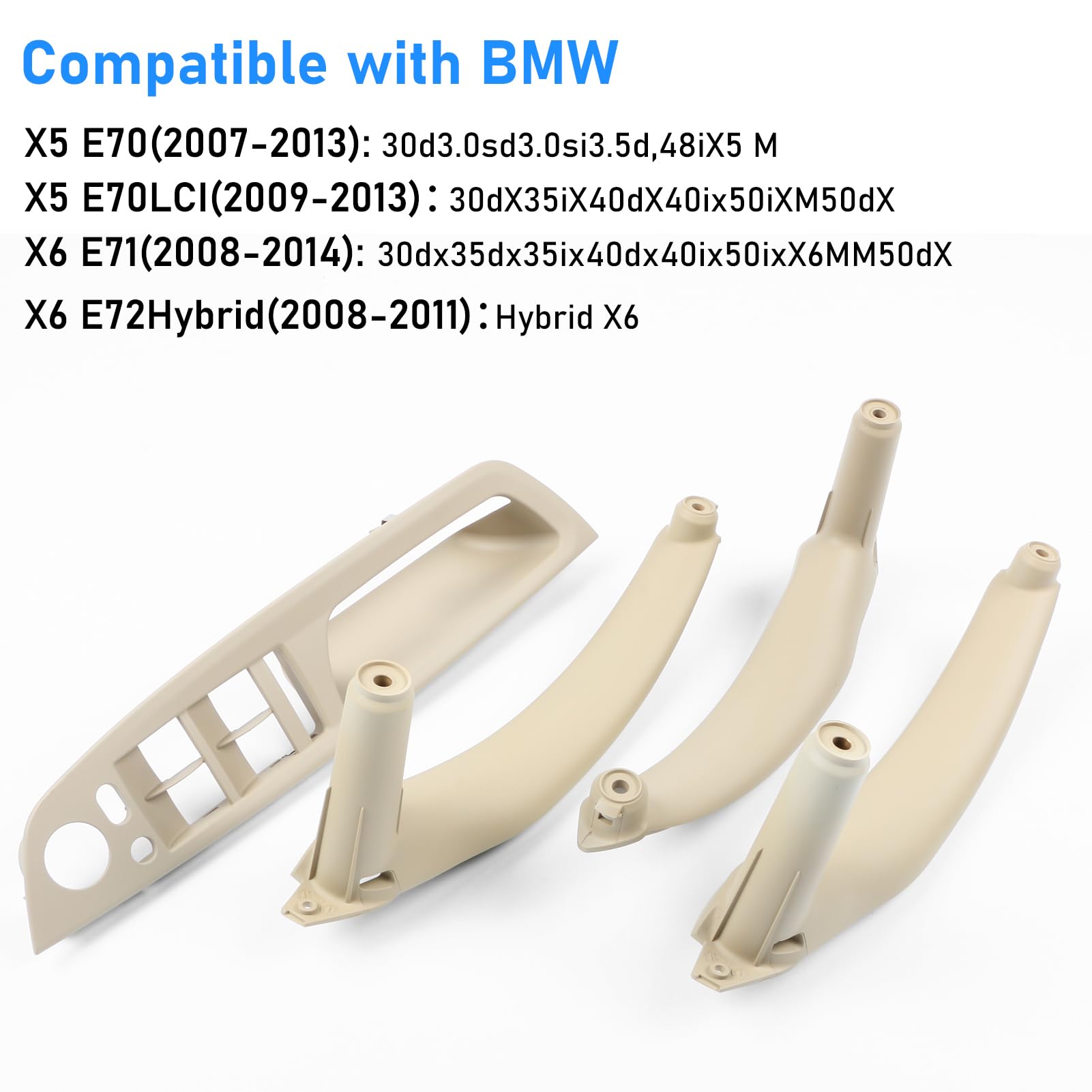 Jaronx Compatible With Bmw Door Handle Replacement X5 E70/X6 E71,4Pcs Interior Driver Side And Passenger Side Door Pull Handle F