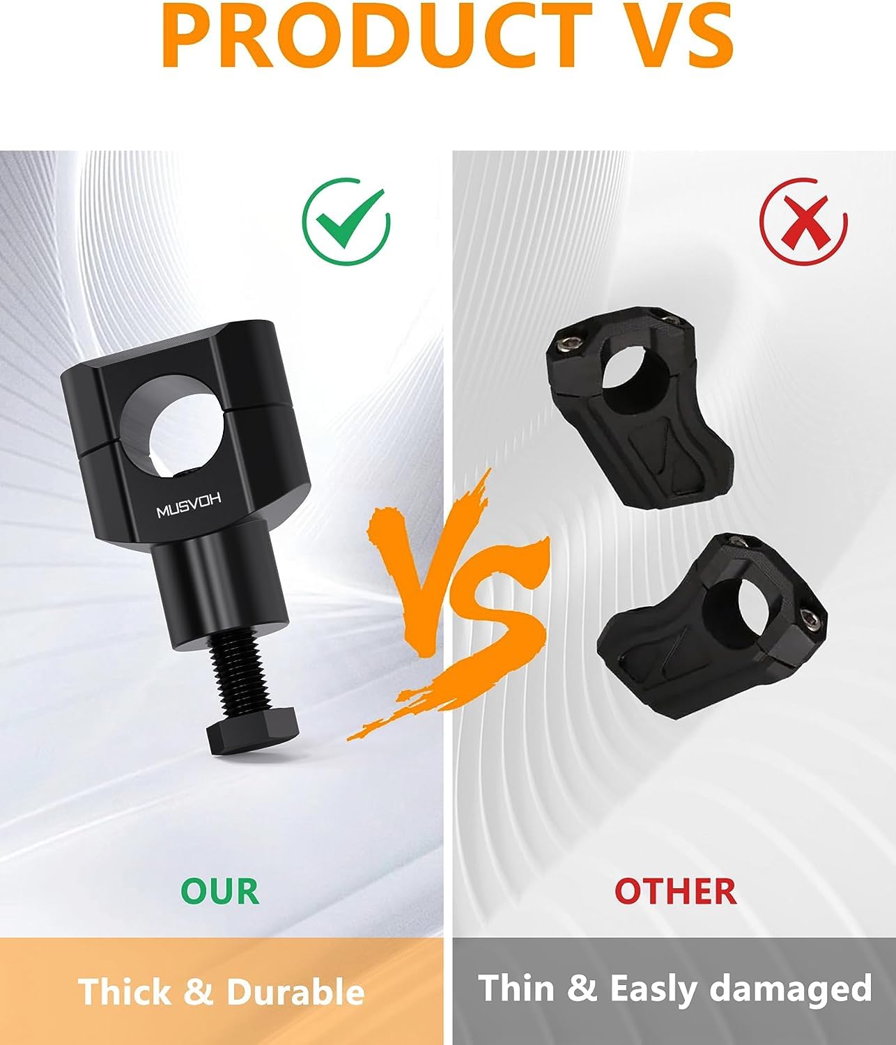 Musvoh Motorcycle Handlebar Riser, Increase Handlebar Height By 38Mm, Universal Motorcycle Accessories, Fits For Softail, Dyna, Road King, V-Star, Sportster, Shadow, Or Vulcan.