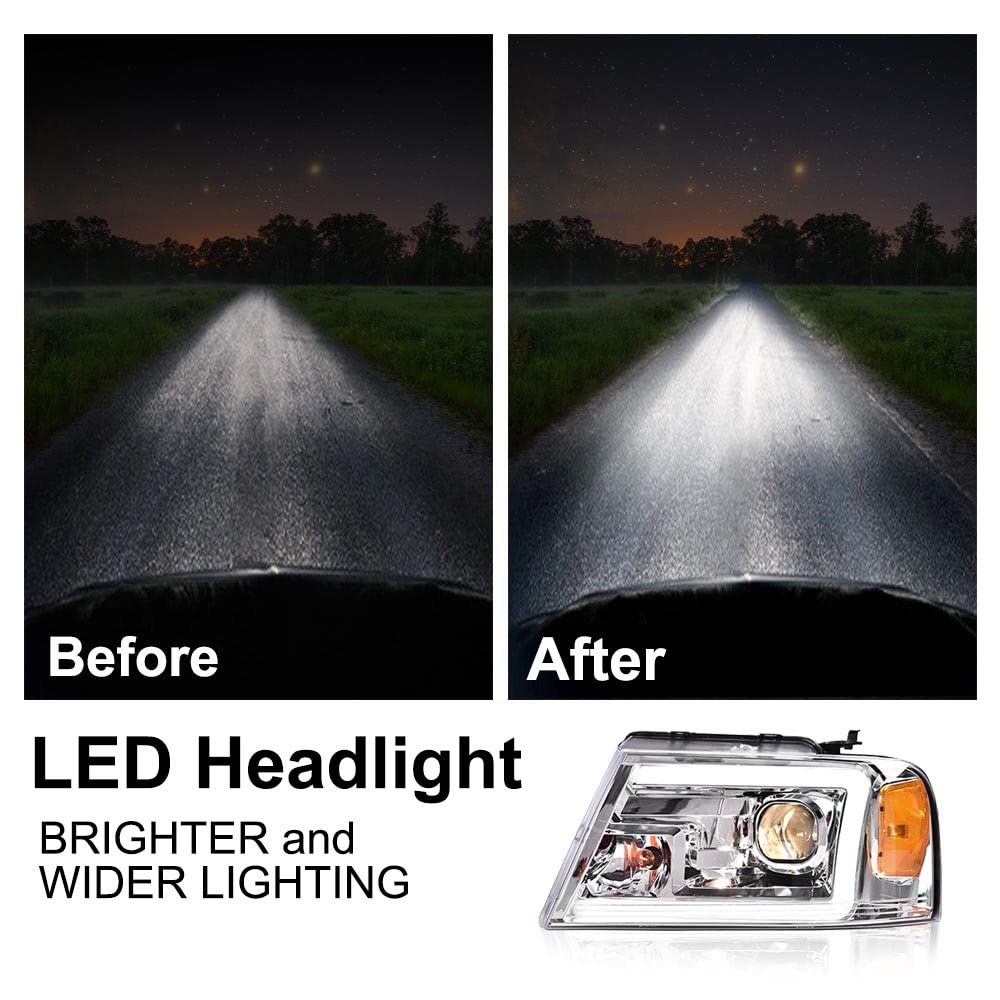 Pit66 Led Drl Headlights, Compatible With 2004-2008 Ford F150/ Compatible With 06-08 Lincoln Mark Lt(Not Compatible With 2004 F150 Heritage/Flareside Beds Models)
