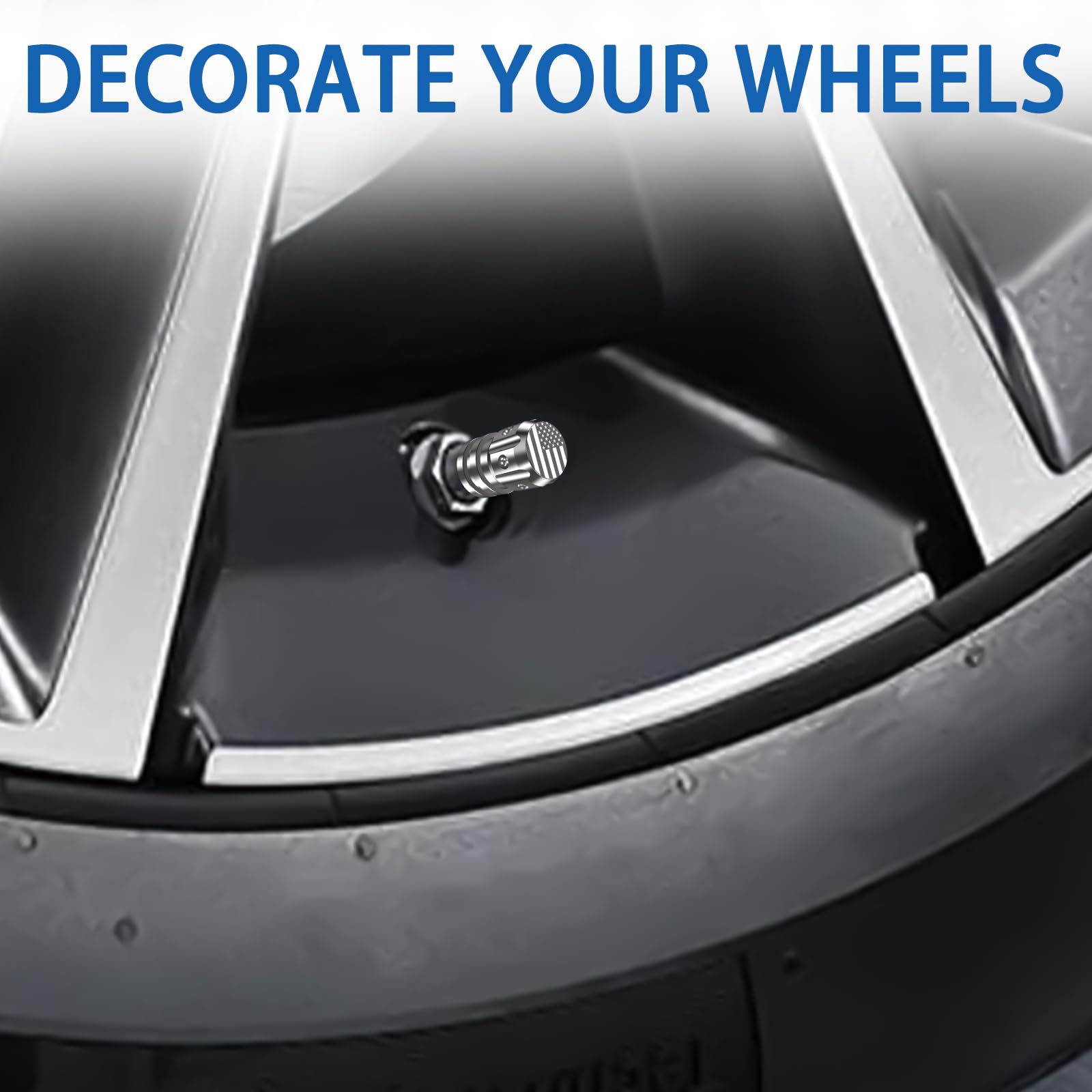 Quarkace Valve Stem Caps, Tire Valve Caps With American Flag, Tire Caps 4 Pack For Car Suv Truck Motorcycle Bike, Anti-Fading Co