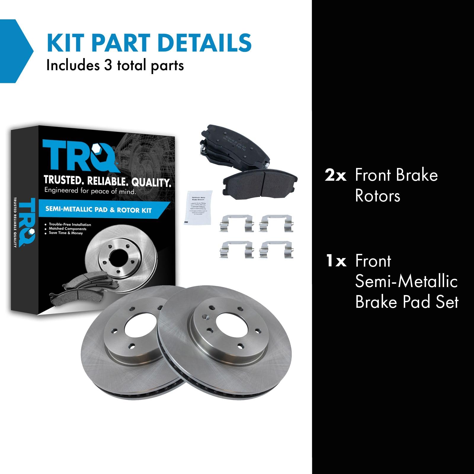 Trq Front Brake Pad & Rotor Kit Brake Pads Brake Rotor Semi-Metallic Compatible With 2012-2015 Chevrolet Captiva Sport 2007-2009