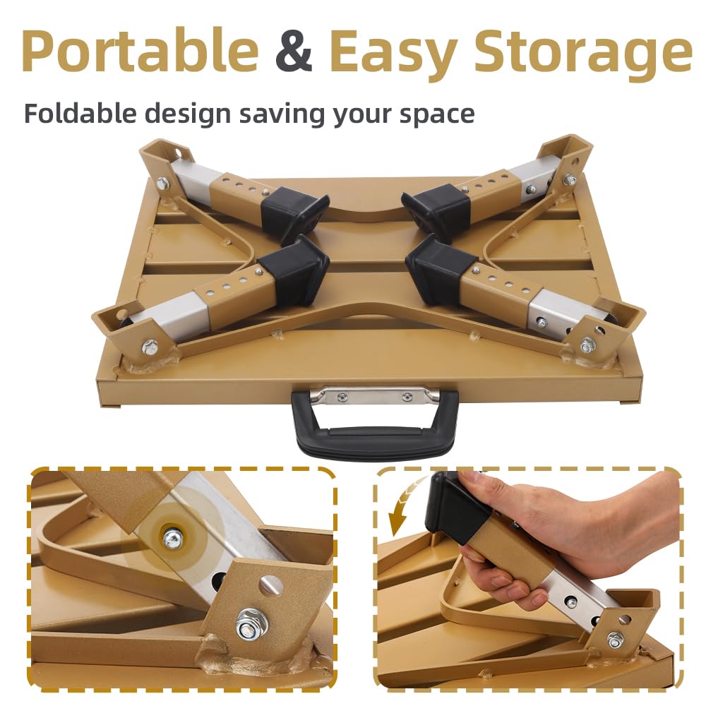 GarfatolRv RV Steps Aluminum Adjustable Stable Step with Portable Handle Supports Up to 1000 lb(Gold)