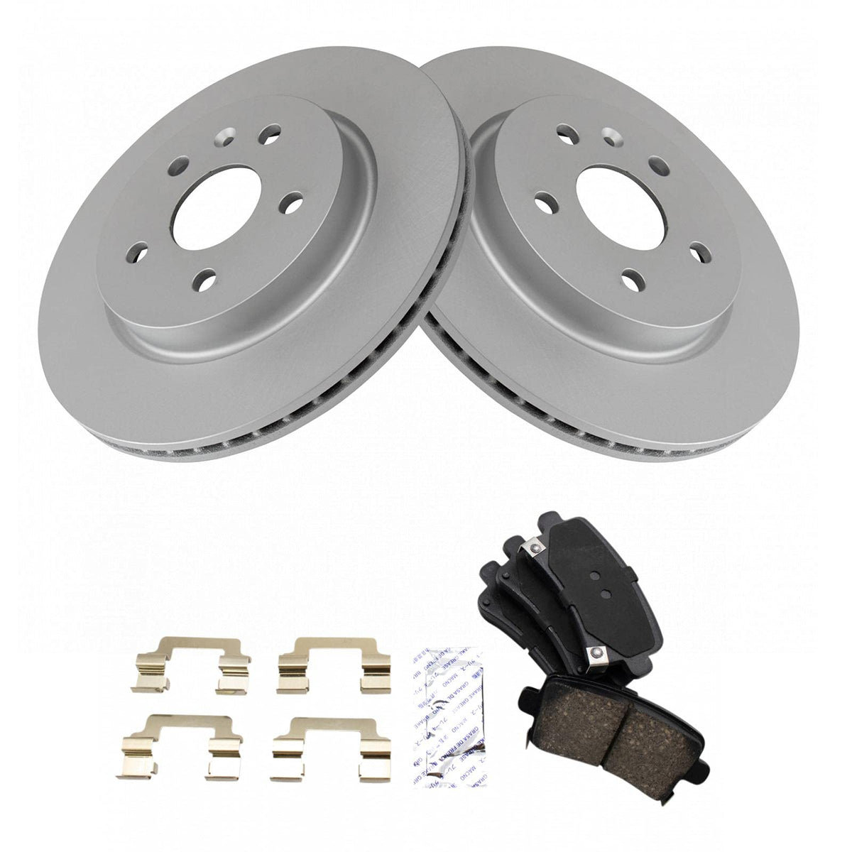 Trq Rear Premium Posi Ceramic Disc Brake Pads & G-Coated Rotor Kit For Gm