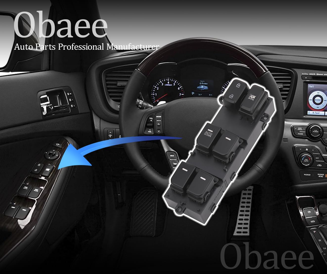 Obaee Mian Window Switch Power Control Button Front Left Driver Side Compatible with 2011 2012 2013 Kia Optima, Replacement OEM
