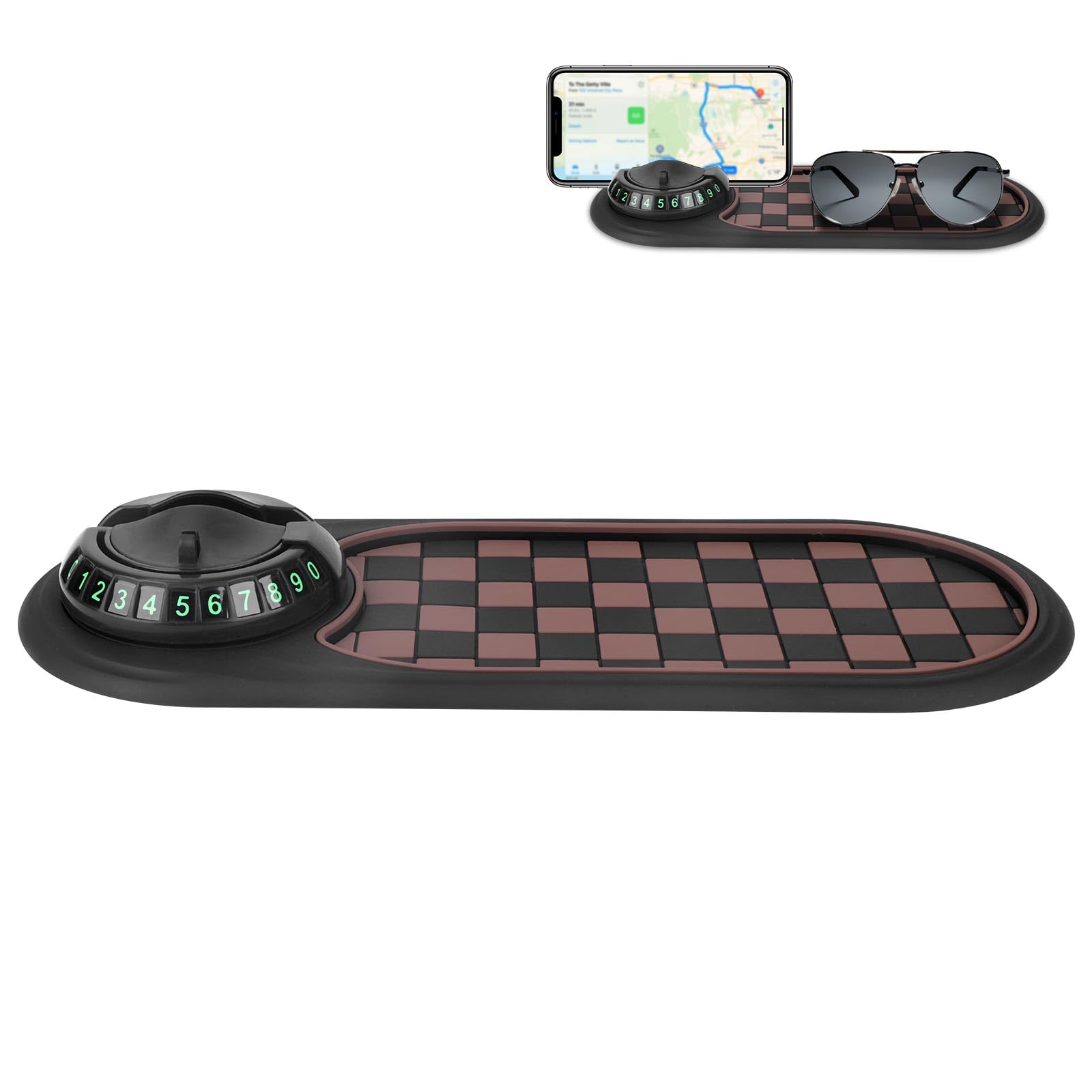 Multifunctional Car Anti-Slip Mat with Phone Holder, 360Rotatable Mobile Phone Holder Anti Slip Pad for Car Dashboard Keys Sungl