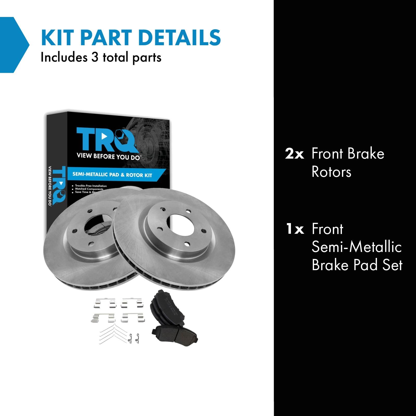 Trq Front Brake Pad & Rotor Kit Brake Pads Brake Rotor Semi-Metallic Compatible With 2009-2012 Nissan Sentra
