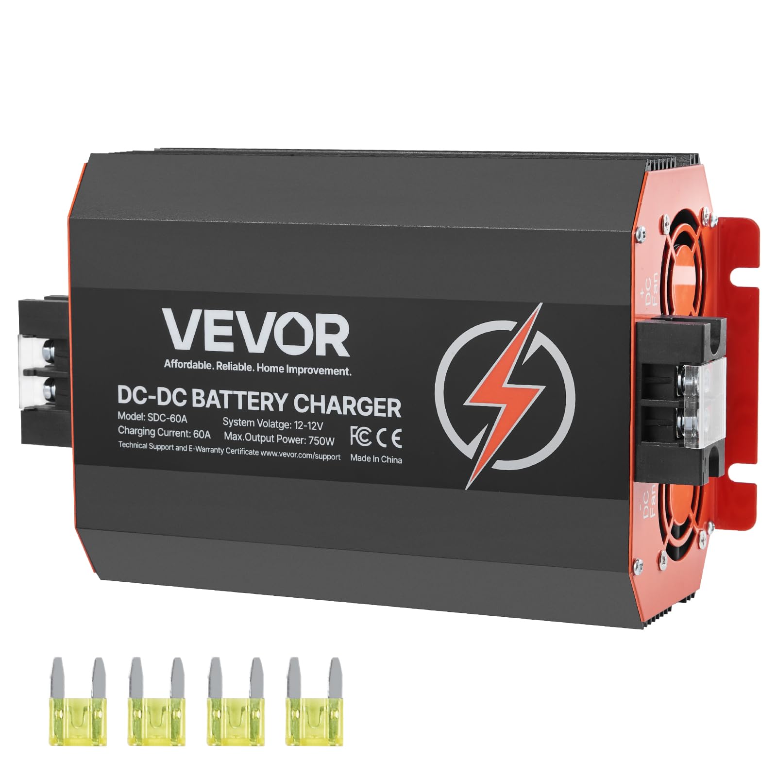 VEVOR 12V 60A DC to DC Battery Charger, 750W, On-Board Battery Charger for Lead-Acid, Lithium, AGM, Gel, and Flooded Batteries, 