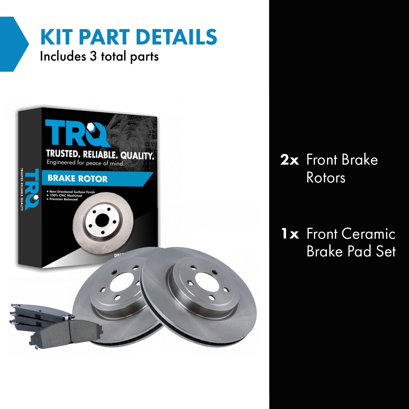 Trq Front Brake Pad & Rotor Kit Brake Pads Brake Rotor Ceramic Compatible With 2005-2019 Chrysler 300 2009-2019 Dodge Challenger