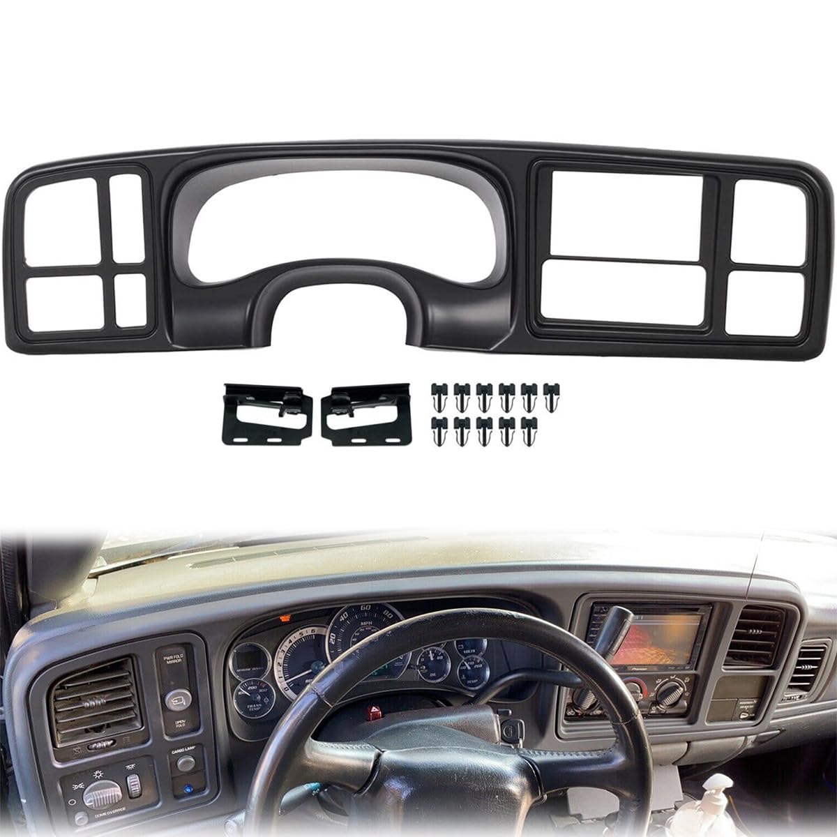 Karpal Double Din Dash Bezel Cover Kit Compatible With 1999-2002 Gm Full-Size Trucks/Suv'S Chevy Silverado Sierra Car Stereo Rad