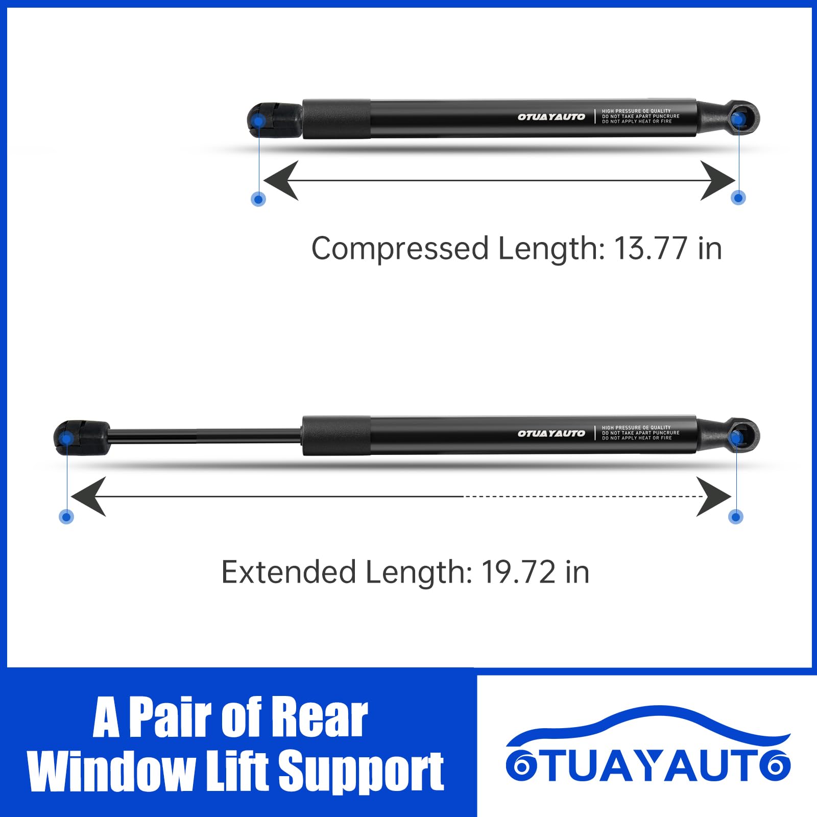 Otuayauto Premium Rear Window Struts Replacement For 2011-2017 Jeep Wrangler 2018 Jk Shocks Lift Supports Oem#6678, 68068261Aa (
