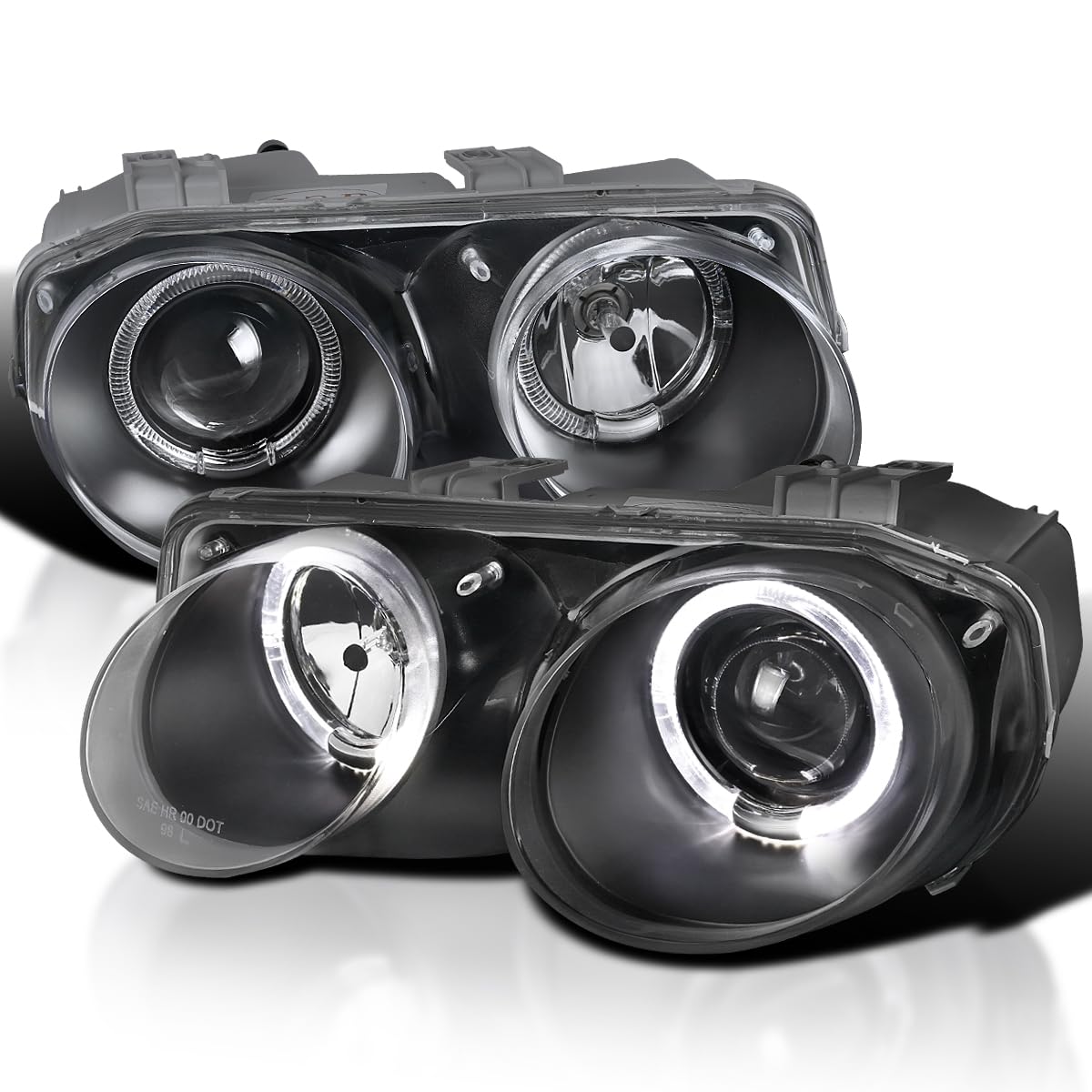 Spec-D Tuning Halo Black Projector Headlights Compatible with 1998-2001 Acura Integra 2Dr/4Dr Left + Right Pair Headlamps Assemb