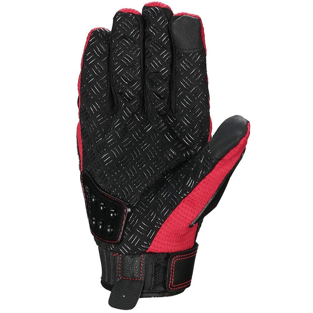 Steel Outdoor Knuckle Motorcycle Motorbike Powersports Safety Gloves (X-Large, Red)