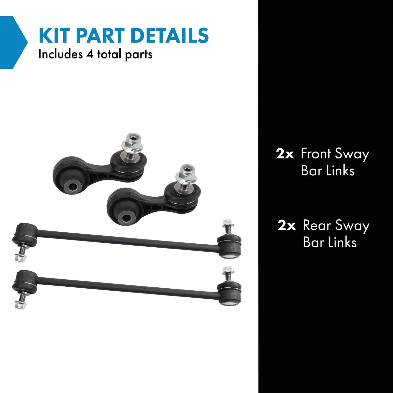 Trq Front & Rear Sway Bar Stabilizer Link Set Compatible With 2016-2021 Honda Civic 2019-2021 Insight