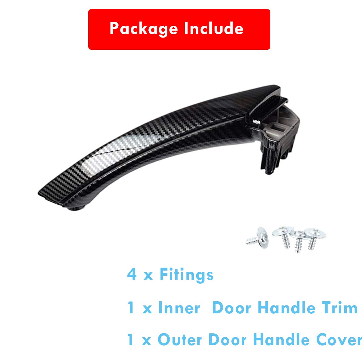 Moonlinks Compatible with BMW 3 Series E90 E91 E92 E93 Carbon Fiber Door Handle,Right Front/Rear Passenger Side Door Handle Cove