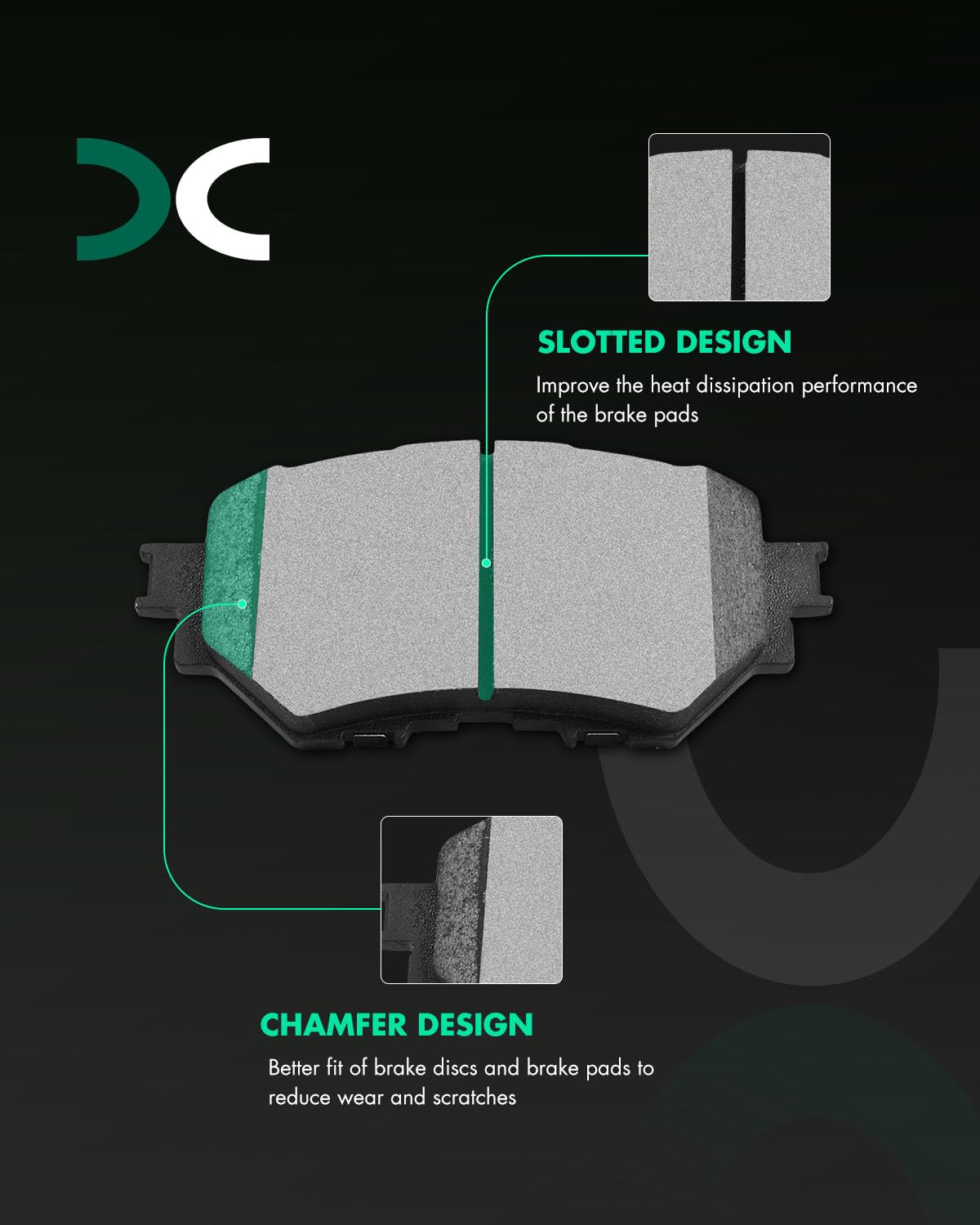 Scitoo Front Disc Brake Pad Set 4Pcs W/Hardware Fit For Mazda For 3 2014-2018,For Mazda For 3 Sport 2014