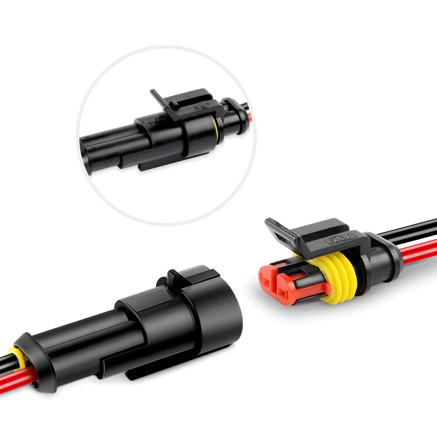 Nilight - 50020R 2Pin Way 16Awg Waterproof Wire 1.5Mm Series Terminal Connector-10 Pack,2 Years Warranty