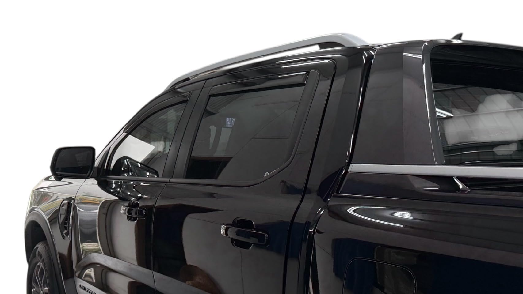 Optimal Co In-Channel Rain Guards for Ford Ranger 2024-2026, Tinted Side Window Visors, Black, Model FDRGVS24C