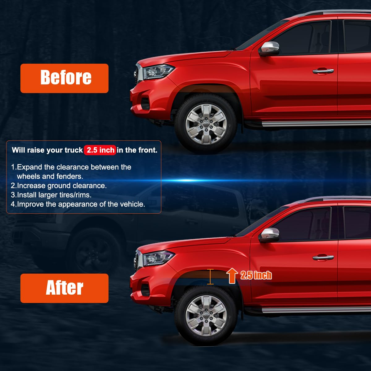 Gasupply 2.5'' Front Leveling Lift Kits, Compatible With 2007-2024 Chevy Gmc Silverado Sierr 1500 2Wd 4Wd, 2.5 Inch Raise Strut