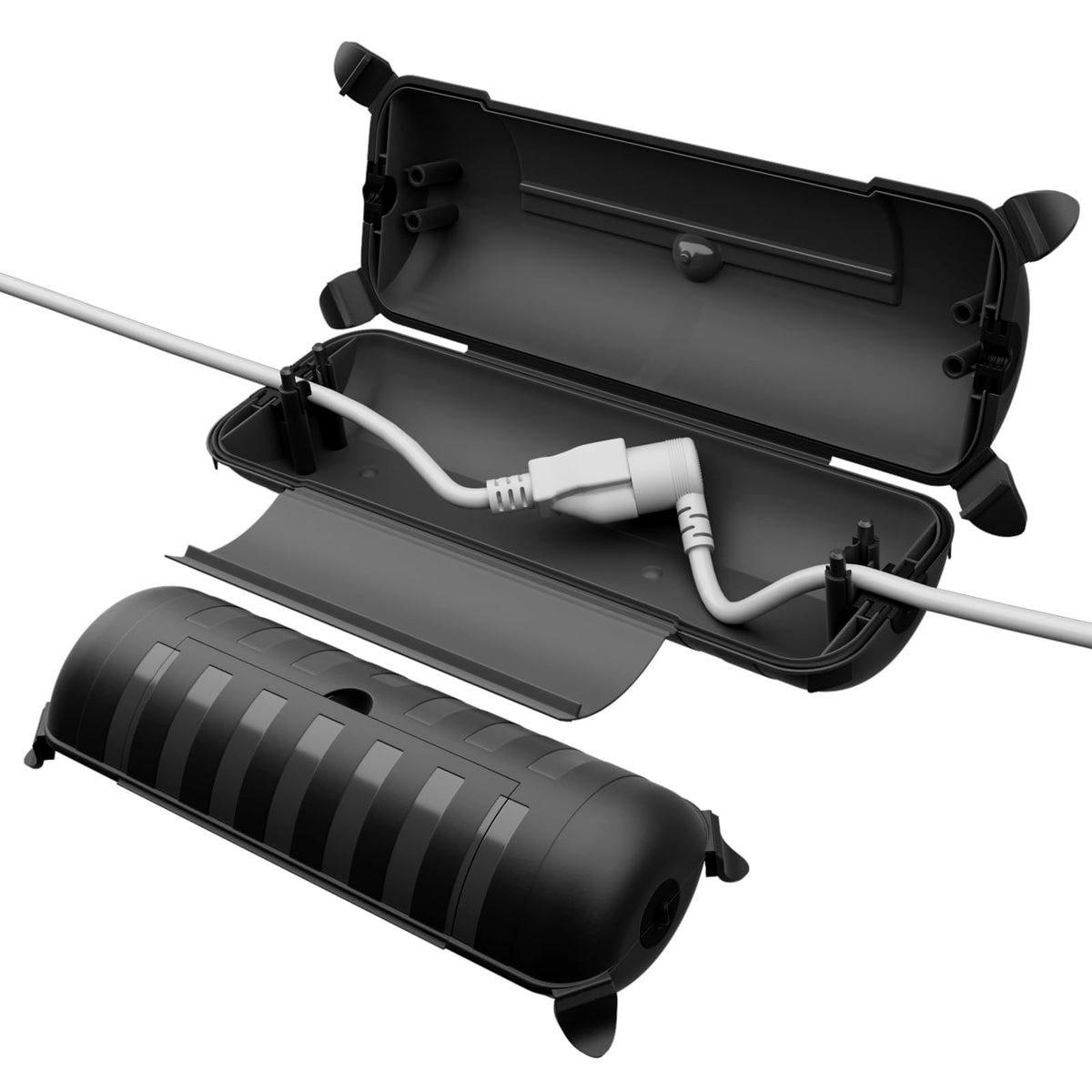 Restmo 2 Pack Outdoor Waterproof Electrical Box, Weatherproof Connection Box, Extension Cord Cover, Safety Seal Enclosure To Protect Extension Cables, Strip Light, Power Tool, Timers, Black
