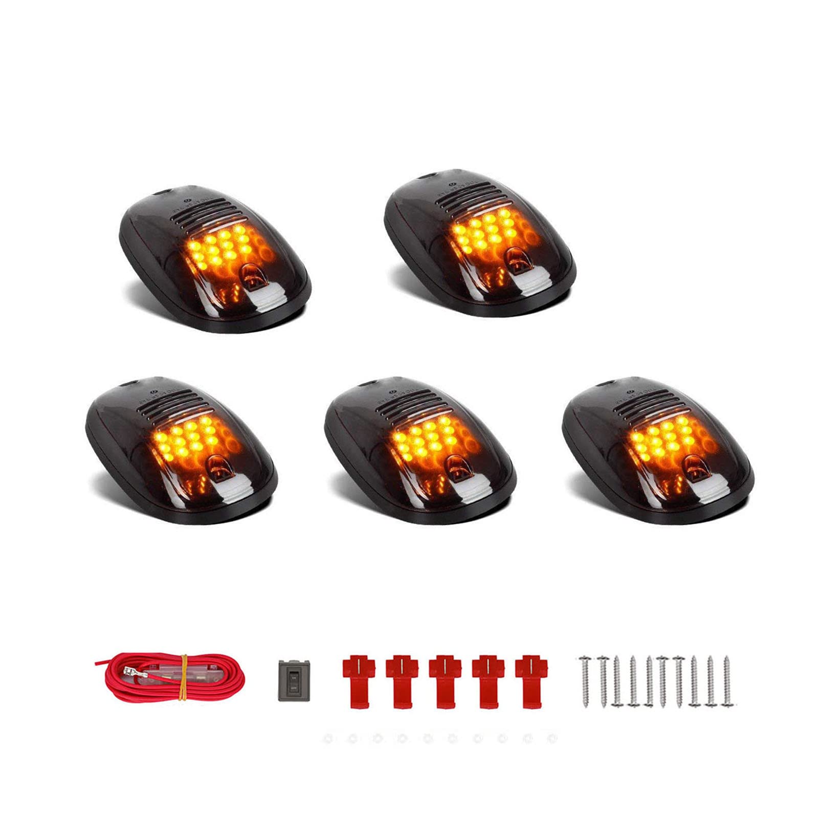 Npauto 5Pcs 12 Led Smoked Amber Cab Lights Replacement For 2003-2018 Dodge Ram 1500 2500 3500 4500 5500 Roof Top Clearance Light