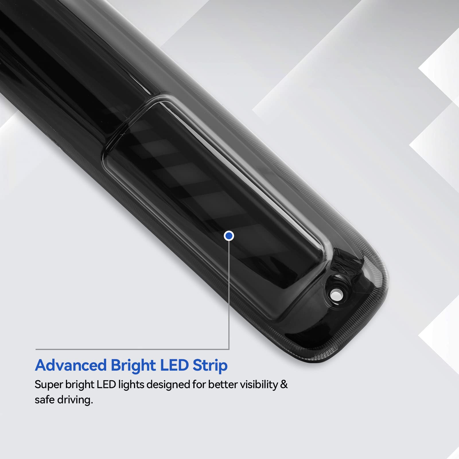 CMVT Auto Third 3rd Brake Light, TIME TUNNEL Sequential LED High Mount Stop Light for 99-06 Chevy Silverado/GMC Sierra 1500 2500