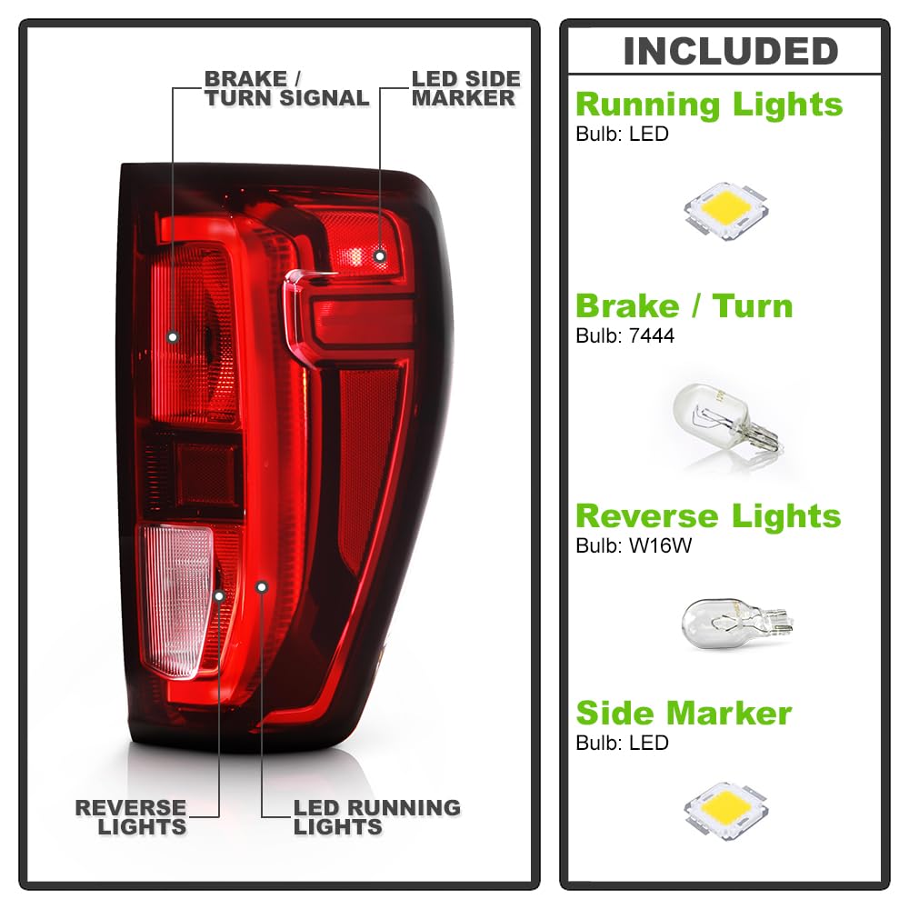 Keekpo - For [Factory Incandescent Type] 2019 2020 2021 Gmc Sierra 1500 Tail Light Brake Lamp Replacement Passenger Side