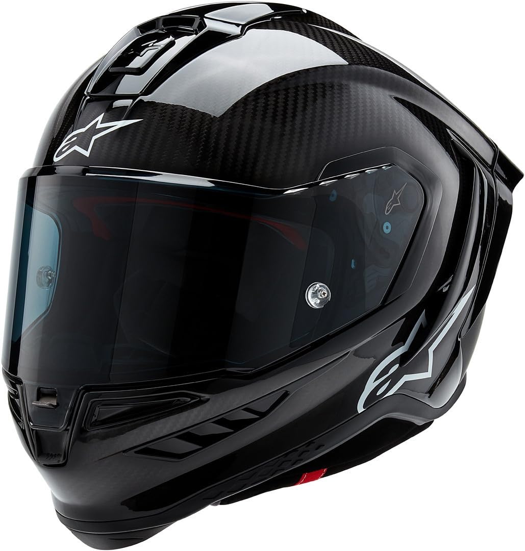 Alpinestars Supertech R10 Solid Helmet, Carbon Shell, CE-Certified, Advanced Ventilation & Fit, 2XL, Black Carbon Mattee & Gloss