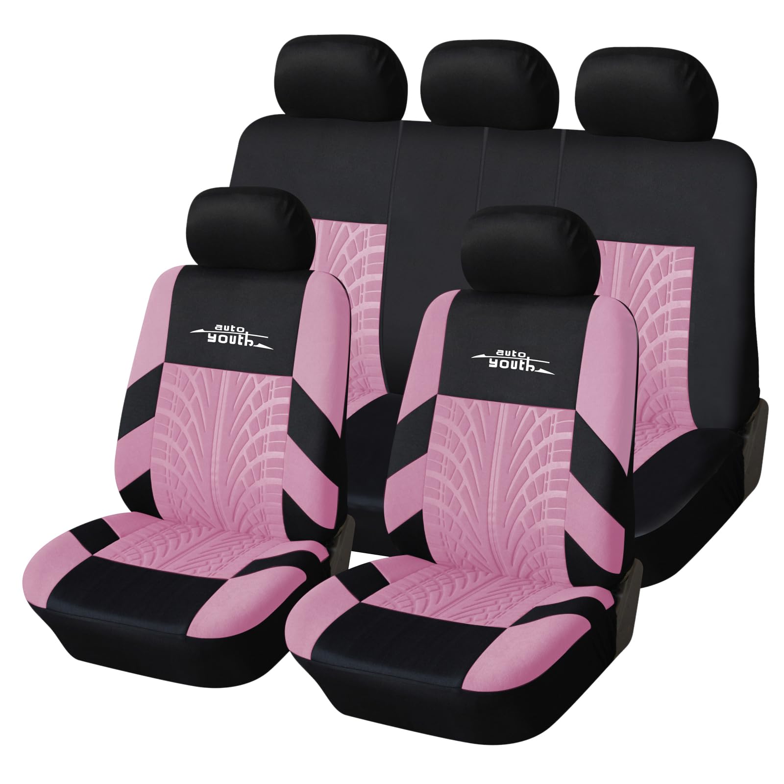 Autoyouth Pink Sport Seat Covers, 4Mm Composite Sponge, Airbag Compatible, Universal For Cars, Suvs, Trucks, Vans - Full Set, Pi